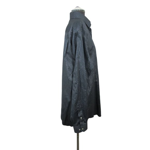 Paul Fredrick non-iron metallic‎ pinstripe button front shirt - Picture 4 of 12